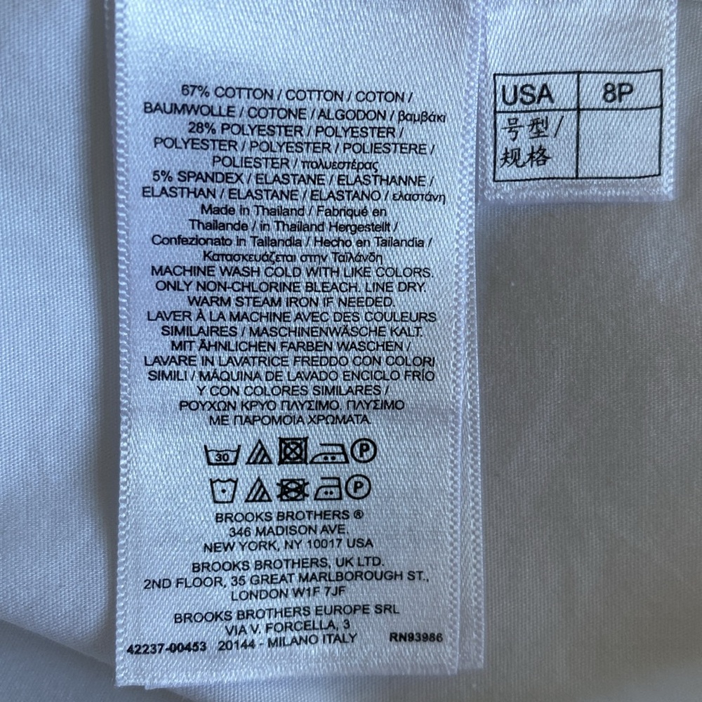 Brooks Brothers White Button Down Short Sleeved Pleated Peplum Top. - Picture 9 of 10